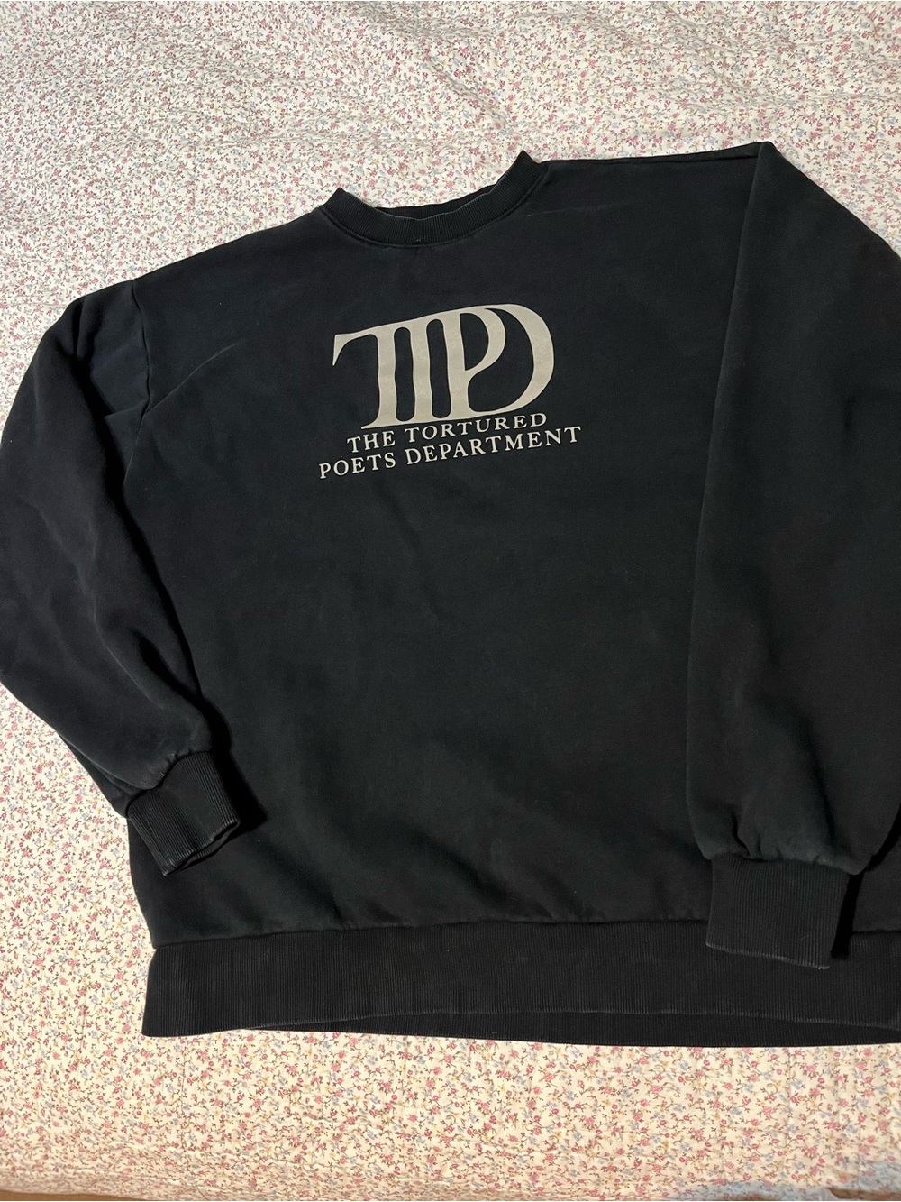 Taylor Swift TTPD Black Crewneck Sweatshirt. Large